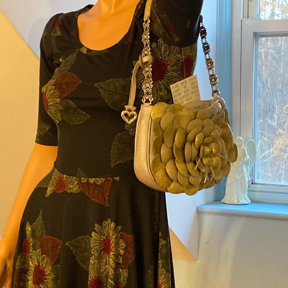 BRIGHTON ROSALIE LEATHER HANDBAG / SHOULDER BAG EUC GREY / YELLOW - Picture 13 of 13
